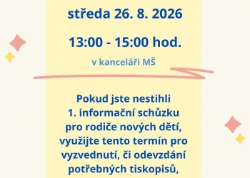Schůzka pro rodiče nových dětí do MŠ