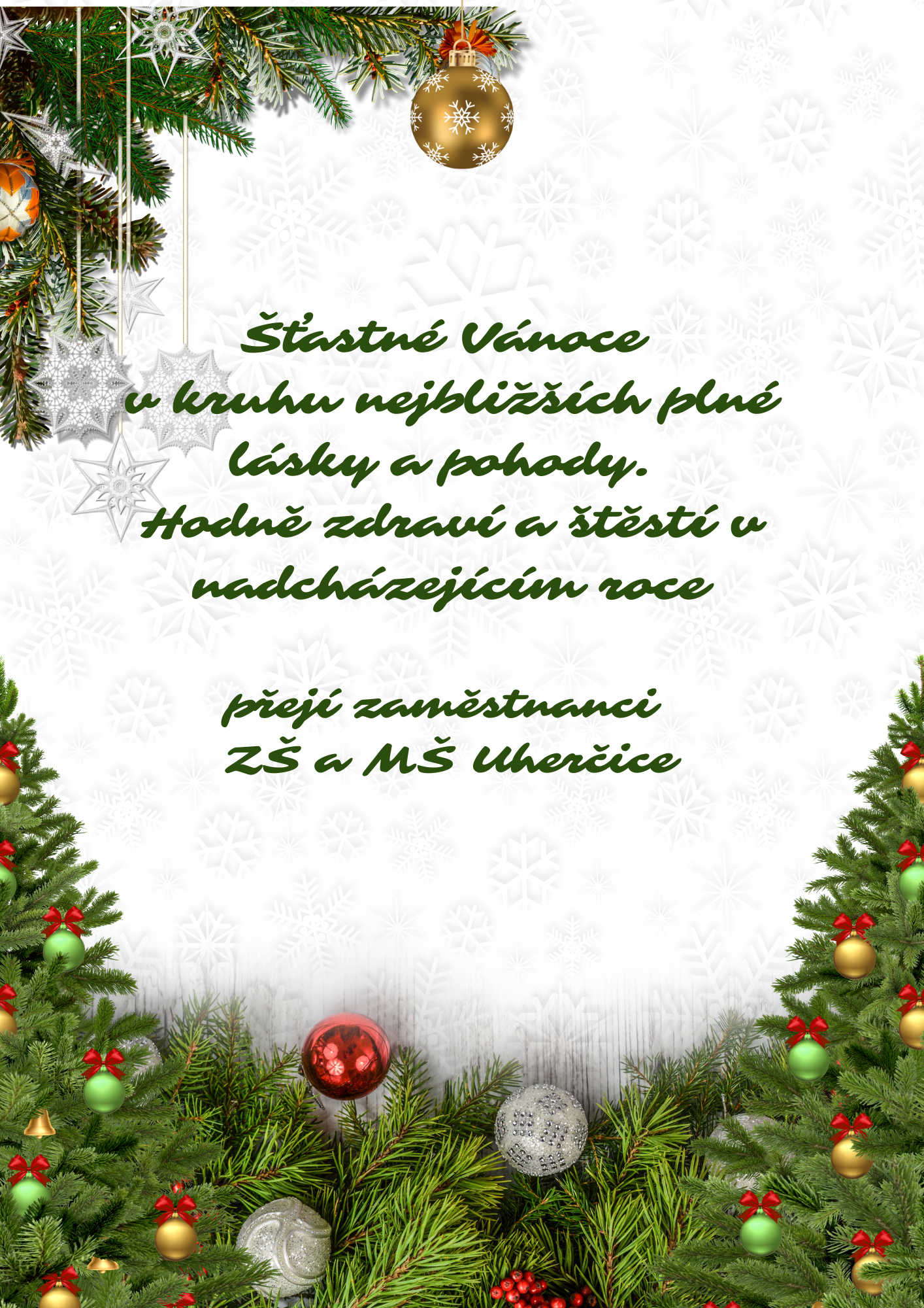 Vánoční přání zaměstnanců školy